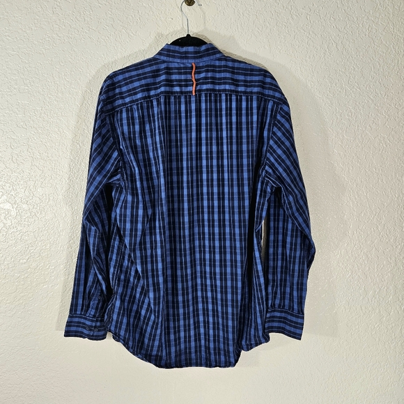 Izod Blue Plaid Long Sleeve Button Down Shirt - Picture 4 of 11